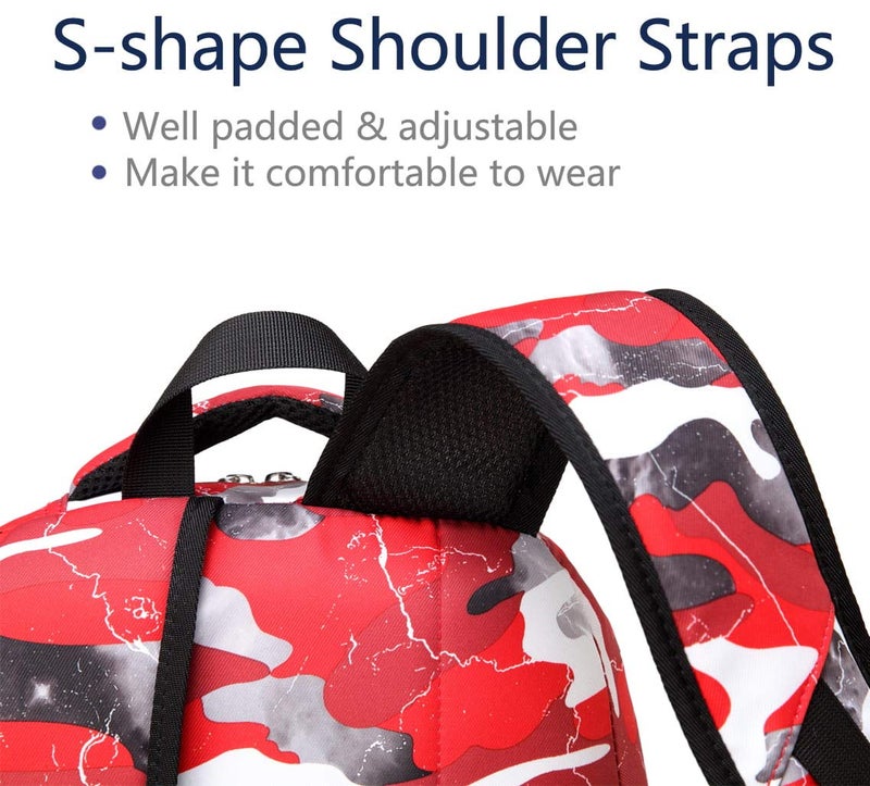 BLUEFAIRY Kids Backpack for Girls Boys Elementary Middle School Bookbag for Teens Ages 8-10 Back to School Bags Large Compartment Mochila Escolar para NiÃƒÂ±os Camo Red - Image 4